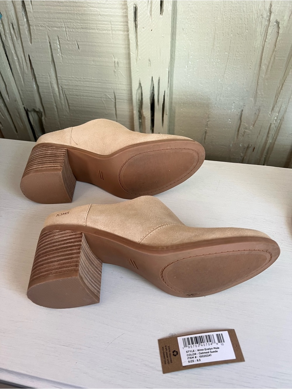 TOMS Beige Suede Evelyn Mule Slides - Picture 6 of 6